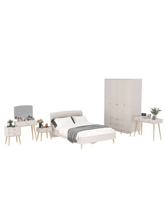 Афина Спальня 34-1400, цвет кашемир серый, сп.м. 1400х2000 мм., б/м, основание есть - фанера