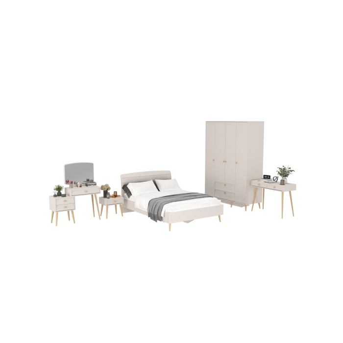 Афина Спальня 34-1400, цвет кашемир серый, сп.м. 1400х2000 мм., б/м, основание есть - фанера