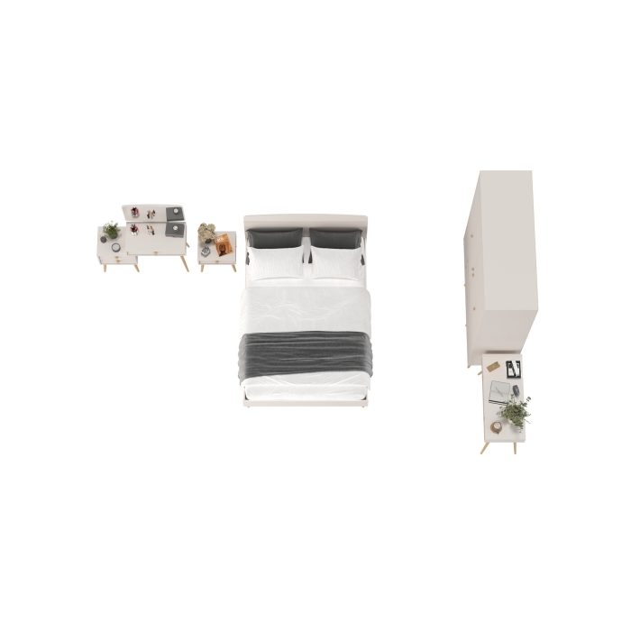 Афина Спальня 34-1400, цвет кашемир серый, сп.м. 1400х2000 мм., б/м, основание есть - фанера