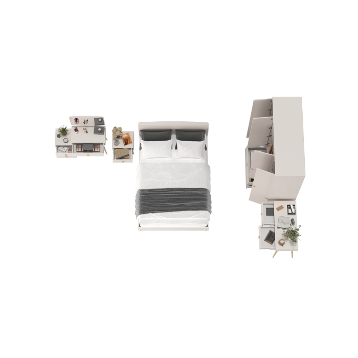 Афина Спальня 34-1400, цвет кашемир серый, сп.м. 1400х2000 мм., б/м, основание есть - фанера