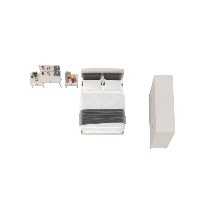 Афина Спальня 36-1400, цвет кашемир серый, сп.м. 1400х2000 мм., б/м, основание есть - фанера