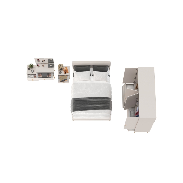 Афина Спальня 36-1400, цвет кашемир серый, сп.м. 1400х2000 мм., б/м, основание есть - фанера