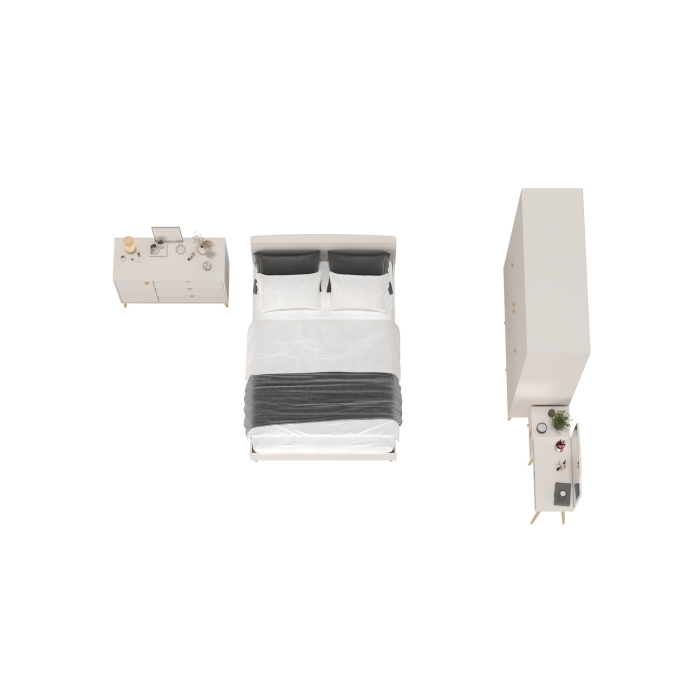 Афина Спальня 12-1400, цвет кашемир серый, сп.м. 1400х2000 мм., б/м, основание есть - фанера