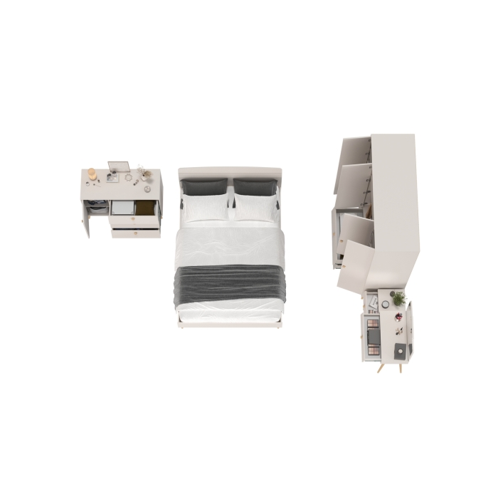 Афина Спальня 12-1400, цвет кашемир серый, сп.м. 1400х2000 мм., б/м, основание есть - фанера