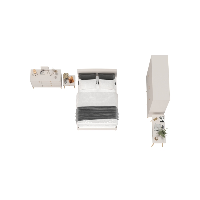 Афина Спальня 32-1400, цвет кашемир серый, сп.м. 1400х2000 мм., б/м, основание есть - фанера