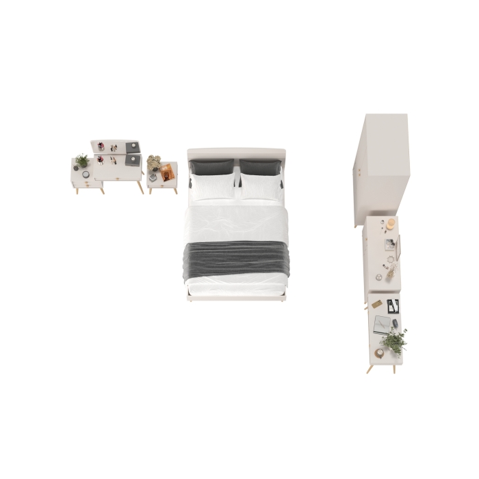 Афина Спальня 28-1400, цвет кашемир серый, сп.м. 1400х2000 мм., б/м, основание есть - фанера