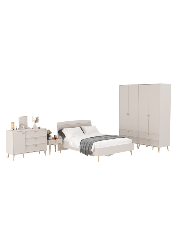 Афина Спальня 37-1400, цвет кашемир серый, сп.м. 1400х2000 мм., б/м, основание есть - фанера