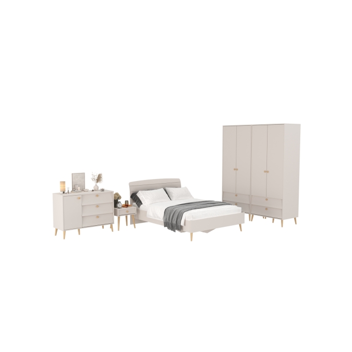 Афина Спальня 37-1400, цвет кашемир серый, сп.м. 1400х2000 мм., б/м, основание есть - фанера