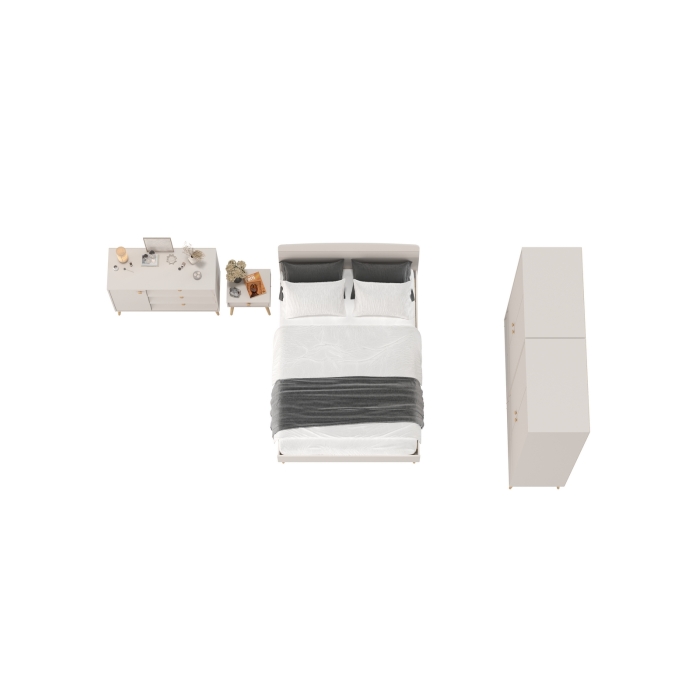 Афина Спальня 37-1400, цвет кашемир серый, сп.м. 1400х2000 мм., б/м, основание есть - фанера