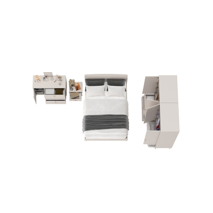 Афина Спальня 37-1400, цвет кашемир серый, сп.м. 1400х2000 мм., б/м, основание есть - фанера