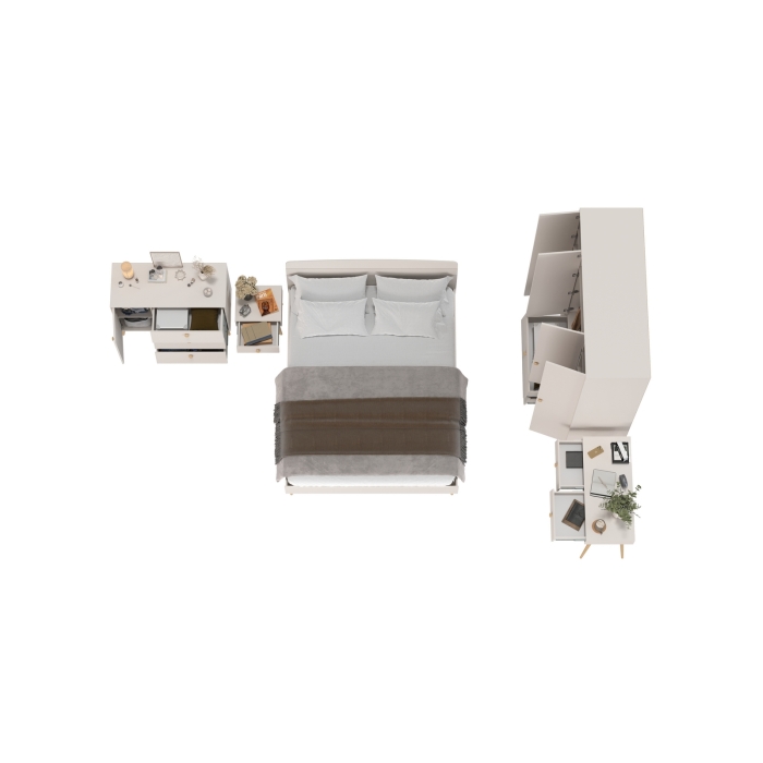 Афина Спальня 32-1600, цвет кашемир серый, сп.м. 1600х2000 мм., б/м, основание есть - фанера