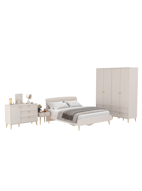 Афина Спальня 37-1600, цвет кашемир серый, сп.м. 1600х2000 мм., б/м, основание есть - фанера