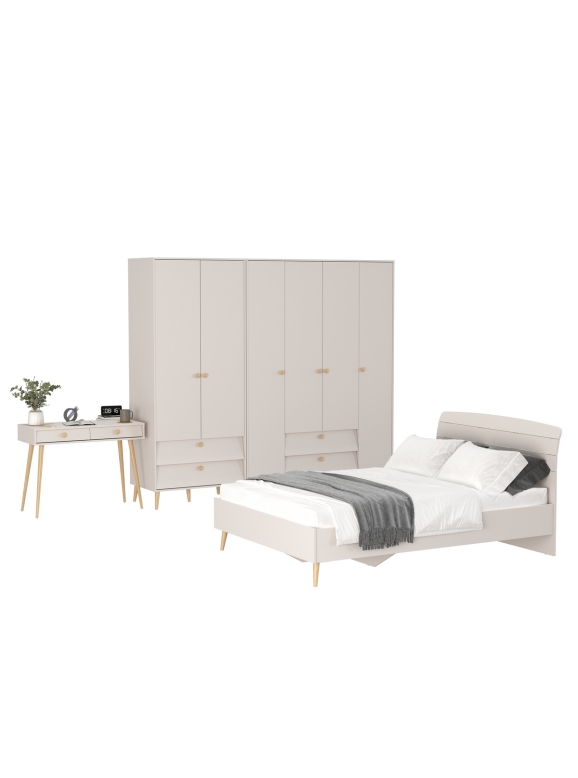 Афина Спальня 21-1400, цвет кашемир серый, сп.м. 1400х2000 мм., б/м, основание есть - фанера