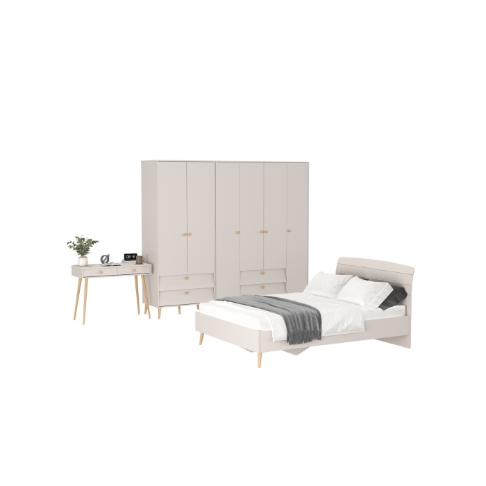 Афина Спальня 21-1400, цвет кашемир серый, сп.м. 1400х2000 мм., б/м, основание есть - фанера