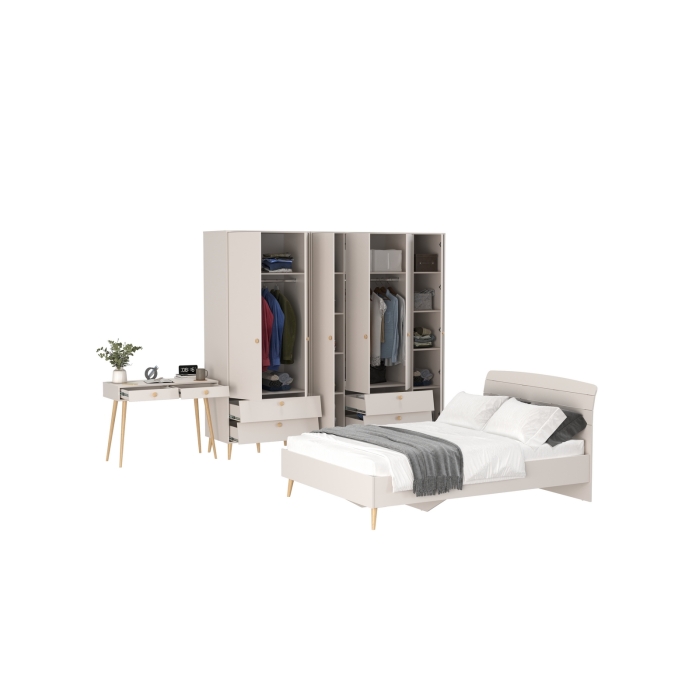 Афина Спальня 21-1400, цвет кашемир серый, сп.м. 1400х2000 мм., б/м, основание есть - фанера