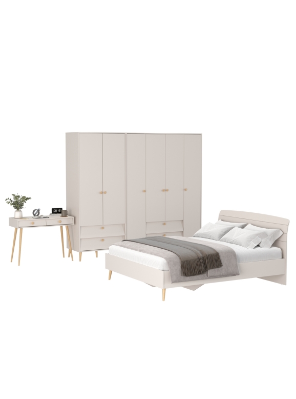 Афина Спальня 21-1600, цвет кашемир серый, сп.м. 1600х2000 мм., б/м, основание есть - фанера