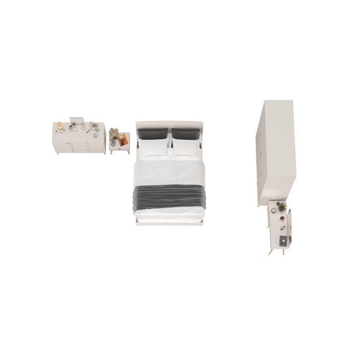 Афина Спальня 31-1400, цвет кашемир серый, сп.м. 1400х2000 мм., б/м, основание есть - фанера