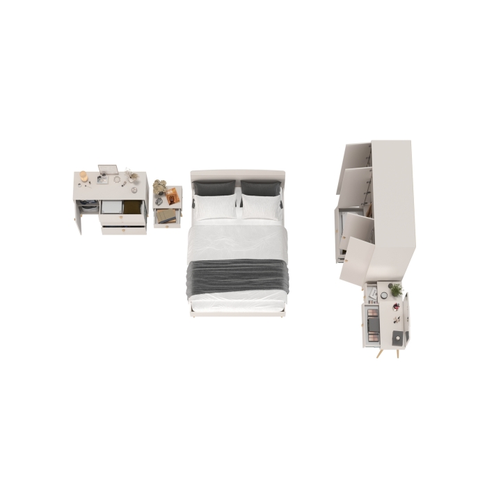 Афина Спальня 31-1400, цвет кашемир серый, сп.м. 1400х2000 мм., б/м, основание есть - фанера