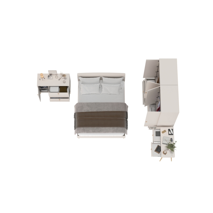 Афина Спальня 19-1600, цвет кашемир серый, сп.м. 1600х2000 мм., б/м, основание есть - фанера