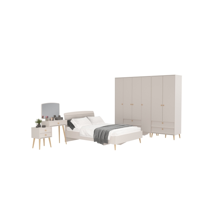 Афина Спальня 20-1400, цвет кашемир серый, сп.м. 1400х2000 мм., б/м, основание есть - фанера