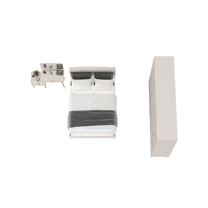 Афина Спальня 20-1400, цвет кашемир серый, сп.м. 1400х2000 мм., б/м, основание есть - фанера