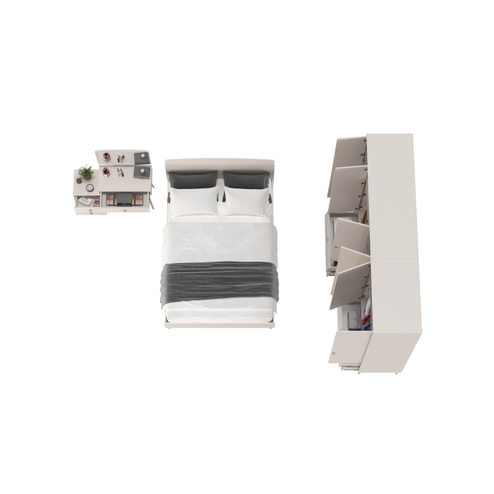 Афина Спальня 20-1400, цвет кашемир серый, сп.м. 1400х2000 мм., б/м, основание есть - фанера