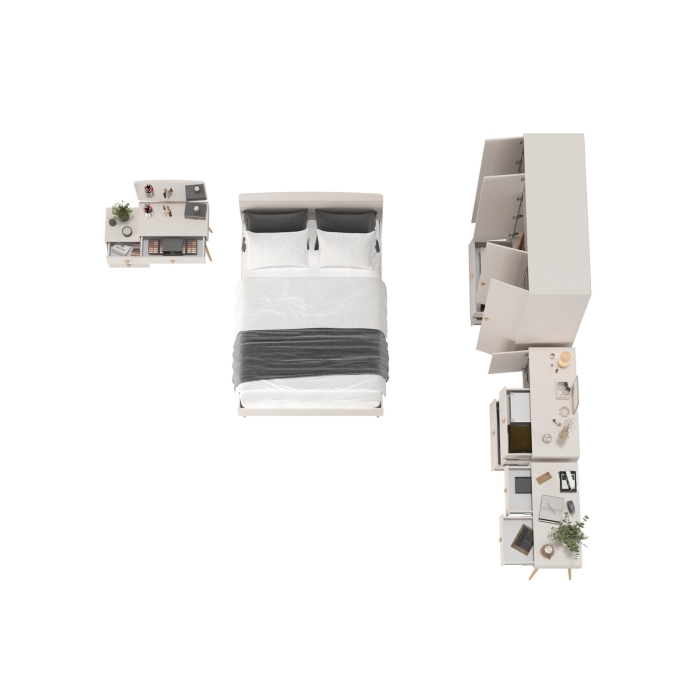 Афина Спальня 16-1400, цвет кашемир серый, сп.м. 1400х2000 мм., б/м, основание есть - фанера