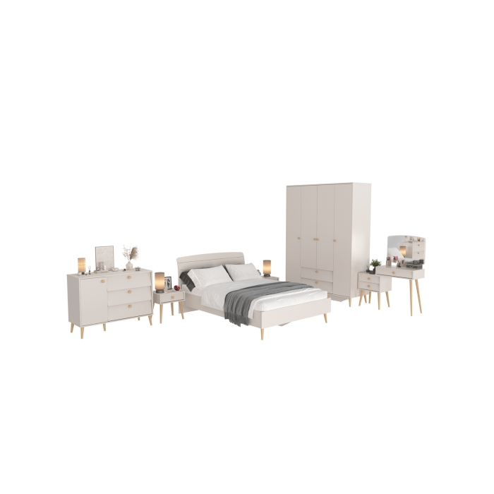 Афина Спальня 02-1400, цвет кашемир серый, сп.м. 1400х2000 мм., б/м, основание есть - фанера