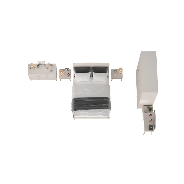 Афина Спальня 02-1400, цвет кашемир серый, сп.м. 1400х2000 мм., б/м, основание есть - фанера