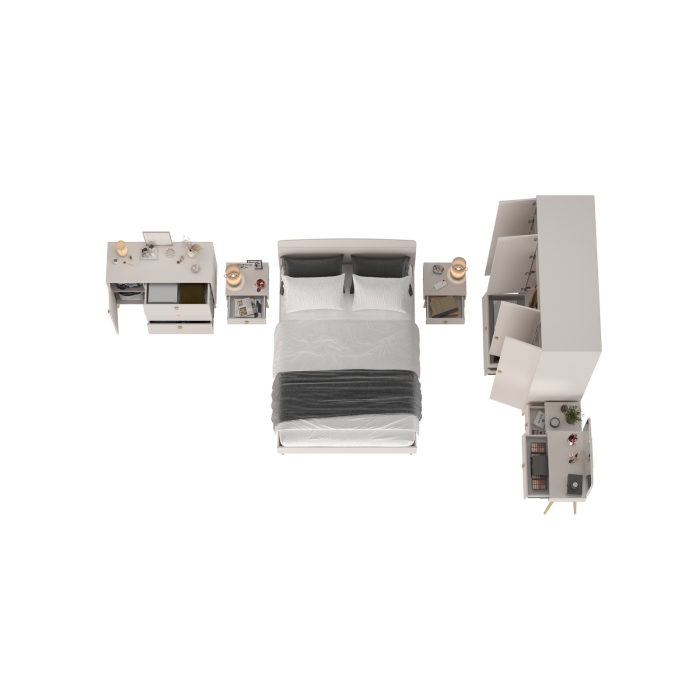 Афина Спальня 02-1400, цвет кашемир серый, сп.м. 1400х2000 мм., б/м, основание есть - фанера