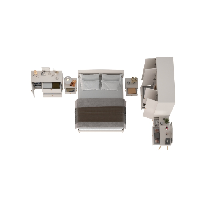 Афина Спальня 02-1600, цвет кашемир серый, сп.м. 1600х2000 мм., б/м, основание есть - фанера