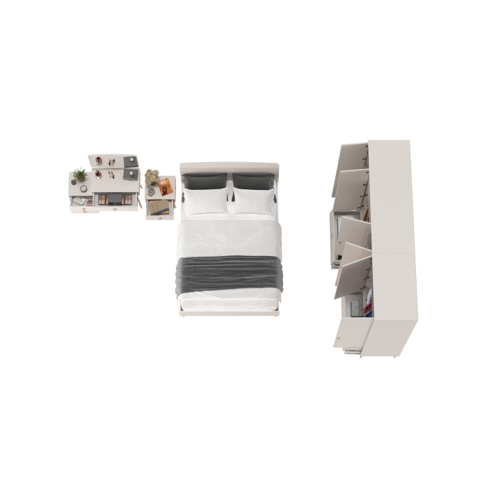 Афина Спальня 39-1400, цвет кашемир серый, сп.м. 1400х2000 мм., б/м, основание есть - фанера