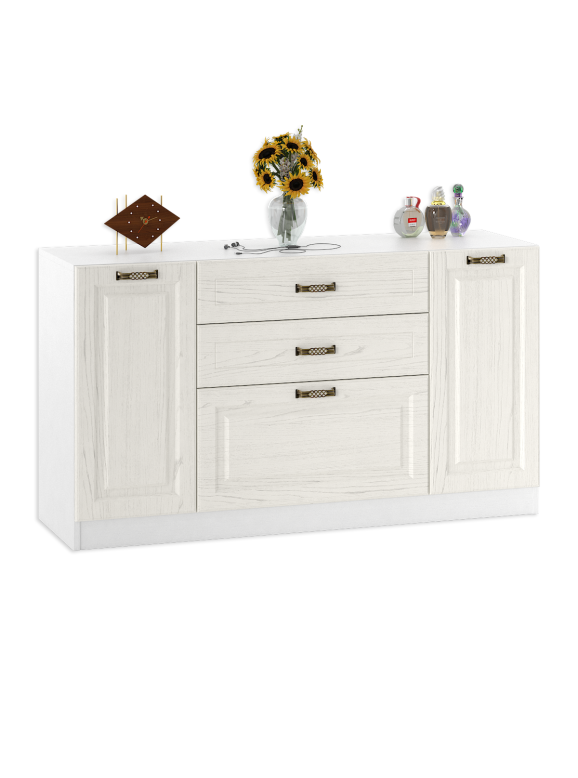 Ливерпуль Комод, цвет ясень ваниль/белый, ШхГхВ 140х41,4х78,3 см.