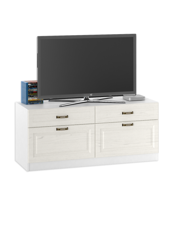 Ливерпуль Тумба, цвет ясень ваниль/белый, ШхГхВ 140х49,3х60,8 см.