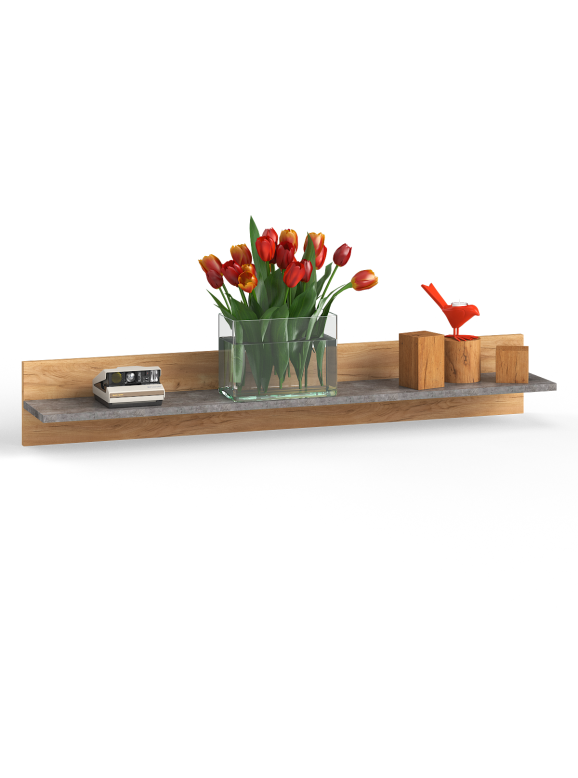 КР100 Арчи Полка 10.110, цвет дуб крафт золотой/камень тёмный, ШхГхВ 130х21,6х20 см.