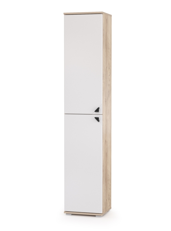 КР100 Бостон 13.154 Шкаф, цвет дуб эндгрейн элегантный/фасады МДФ милк рикамо софт, ШхГхВ 38,6х35,1х194,4 см., универсальная сборка