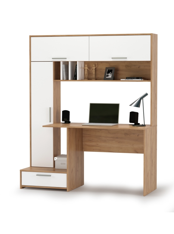 Лайт Стол письменный 03.243Н, цвет дуб крафт золотой/белый премиум, ШхГхВ 150,2х57,3х179,9 см., НЕ универсальная сборка