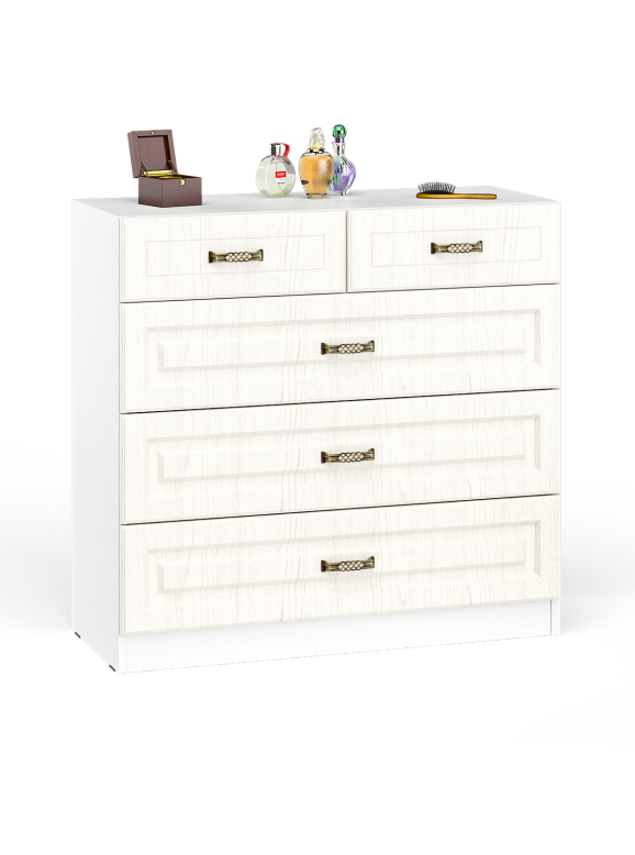 Ливерпуль Комод 10.103, цвет ясень ваниль/белый, ШхГхВ 100,1х41,3х95,3 см.