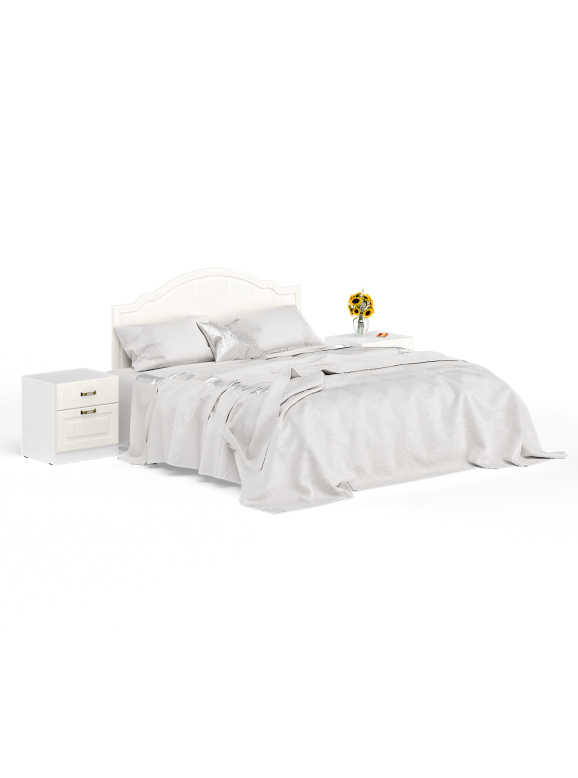 Ливерпуль Кровать 11.08 + основание + ножки + две Тумбы 08.146, цвет ясень ваниль/белый, ШхГхВ 266х204х112 см., сп. м. 1600х2000 мм, б/м, ортопед есть