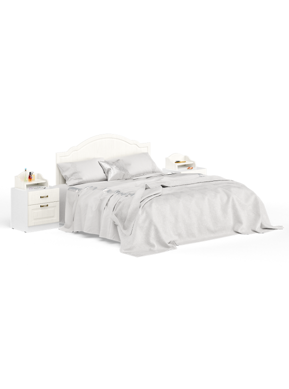 Ливерпуль Кровать 11.08 + осн. + ножки + две Тумбы 08.146 + две 10.117, цвет ясень ваниль/белый, ШхГхВ 266х204х112 см., 1600х2000 мм., б/м, орт. есть