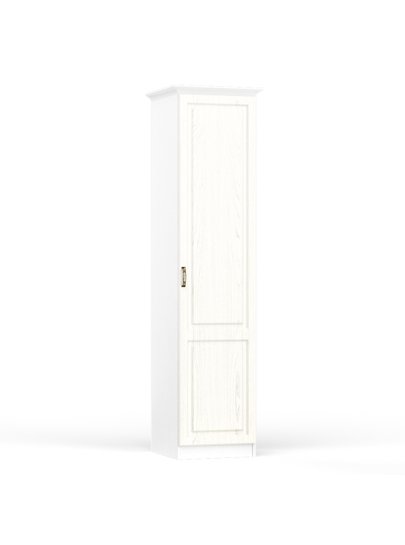 Ливерпуль Шкаф 13.27 + карниз, цвет ясень ваниль/белый, ШхГхВ 50х54,1х220,3 см.(без учёта карниза), 58,2х56,3х223,5 см.(с карнизом), универс. сборка