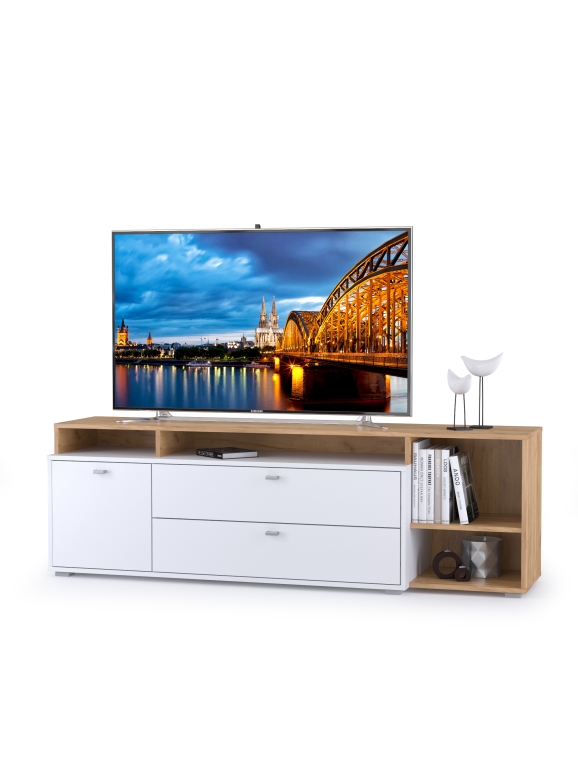 Бэль 10.92 Тумба, цвет дуб крафт золотой/белый премиум, ШхГхВ 171х43х52,8 см., НЕ универсальная сборка