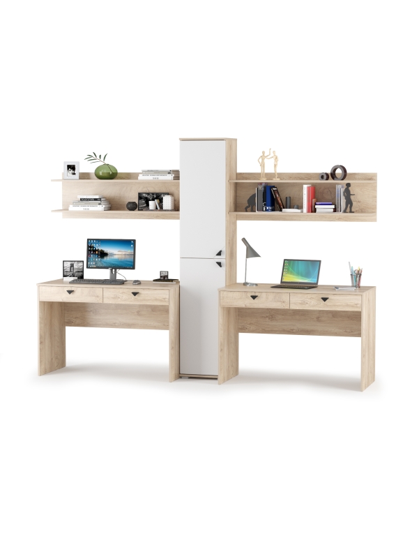 КР100 Бостон № 05, цвет дуб эндгрейн элегантный/фасады МДФ милк рикамо софт, 12.69+09.132+13.154+12.69+09.132, ШхГхВ 269х57,2х194,4 см., ун. сб.