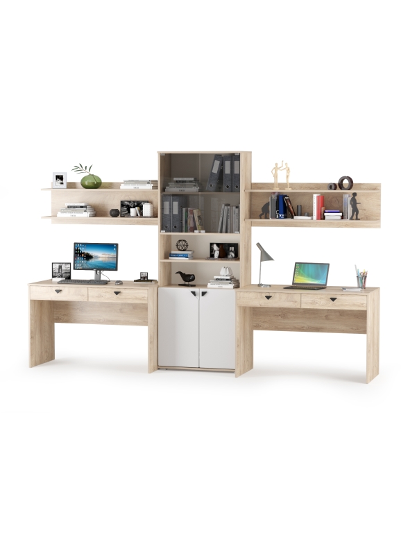 КР100 Бостон № 07, цвет дуб эндгрейн элегантный/фасады МДФ милк рикамо софт, 12.69+09.132+13.156+12.69+09.132, ШхГхВ 307,2х57,2х194,4 см.