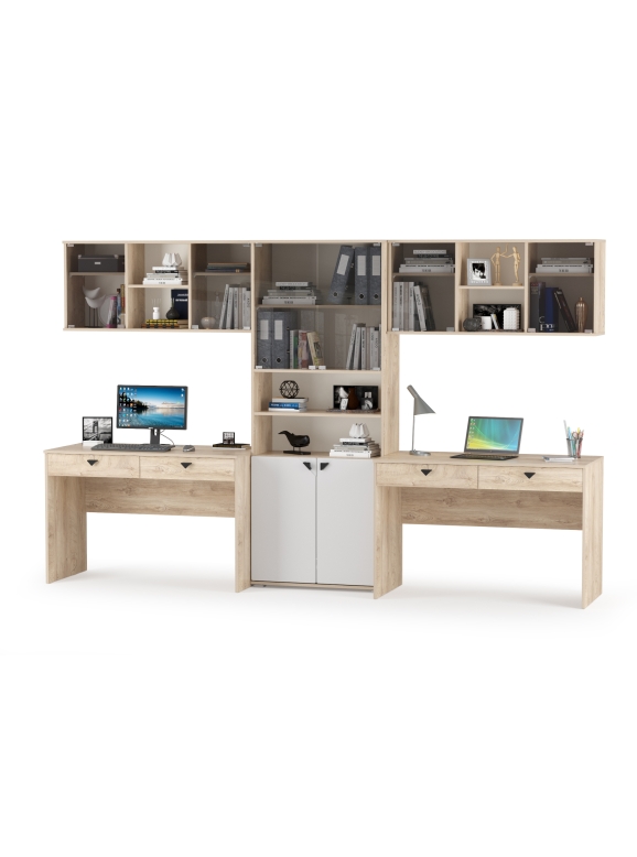 КР100 Бостон № 18, цвет дуб эндгрейн элегантный/фасады МДФ милк рикамо софт, 12.69+10.51+13.156+12.69+10.51, ШхГхВ 307,2х57,2х194,4 см.