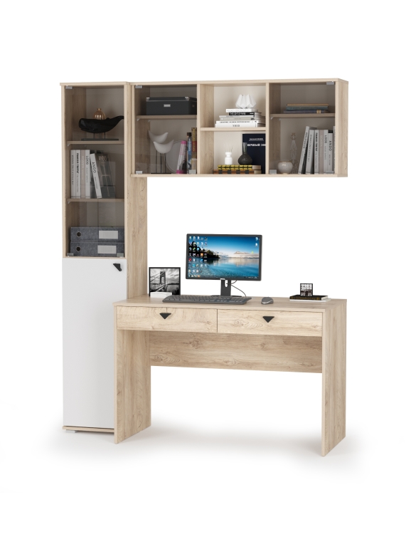 КР100 Бостон № 23, цвет дуб эндгрейн элегантный/фасады МДФ милк рикамо софт, 13.155+12.69+10.51, ШхГхВ 153,8х57,2х194,4 см., универсальная сборка