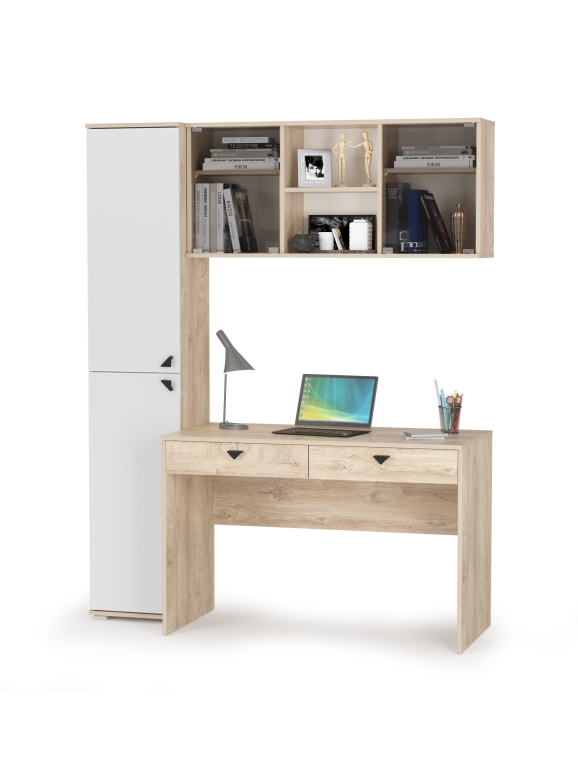 КР100 Бостон № 24, цвет дуб эндгрейн элегантный/фасады МДФ милк рикамо софт, 13.154+12.69+10.51, ШхГхВ 153,8х57,2х194,4 см., универсальная сборка