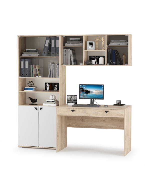 КР100 Бостон № 25, цвет дуб эндгрейн элегантный/фасады МДФ милк рикамо софт, 13.156+12.69+10.51, ШхГхВ 192х57,2х194,4 см., универсальная сборка