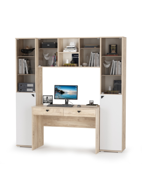 КР100 Бостон № 26, цвет дуб эндгрейн элегантный/фасады МДФ милк рикамо софт, 13.155+12.69+10.51+13.155, ШхГхВ 192,4х57,2х194,4 см.