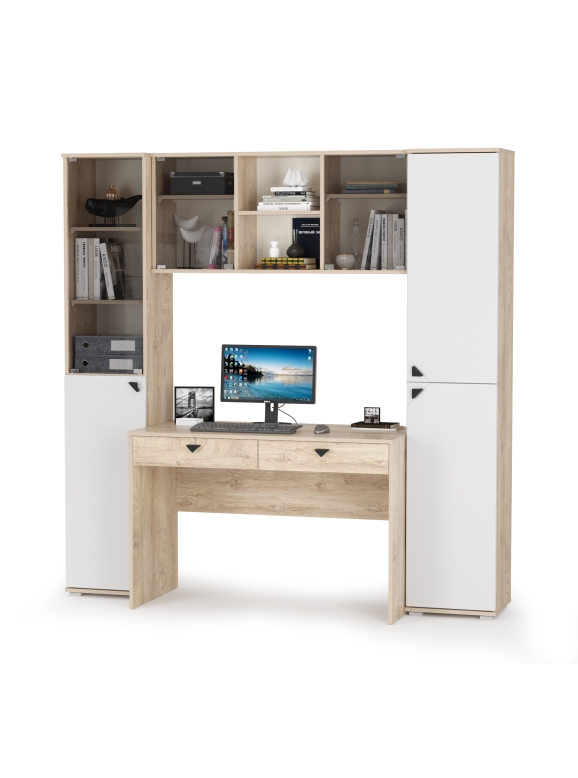 КР100 Бостон № 29, цвет дуб эндгрейн элегантный/фасады МДФ милк рикамо софт, 13.155+12.69+10.51+13.154, ШхГхВ 192,4х57,2х194,4 см., ун. сборка